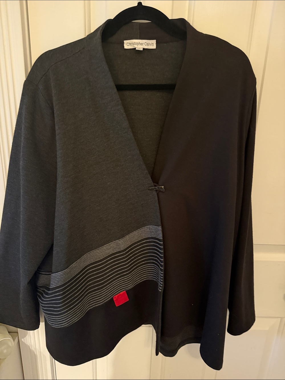 Two-Tone Gray & Black Open Cardigan Sweater